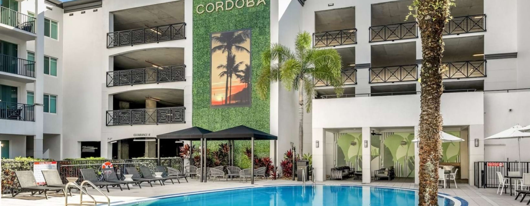 Resort-style pool at Cordoba apartments in Doral, Florida.