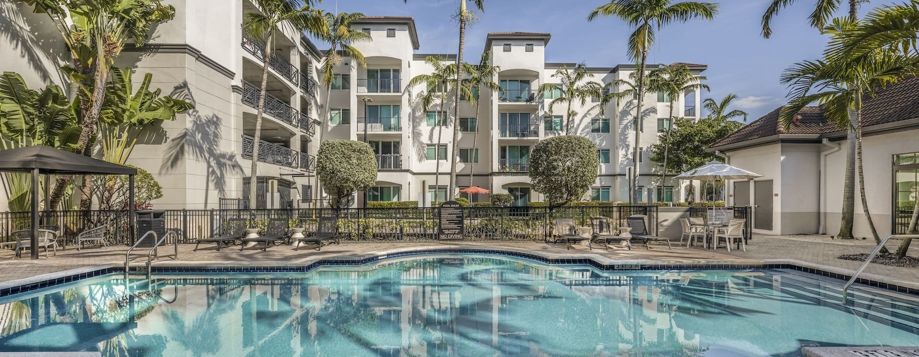 pool with tropical landscaping